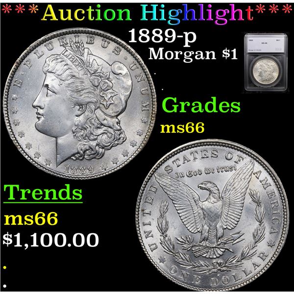***Auction Highlight*** 1889-p Morgan Dollar $1 Graded ms66 By SEGS (fc)