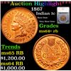Image 1 : ***Auction Highlight*** 1867 Indian Cent 1c Graded ms64+ rb By SEGS (fc)