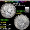 Image 1 : ***Auction Highlight*** 1904-p Barber Half Dollars 50c Graded ms63+ By SEGS (fc)