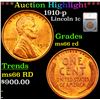 Image 1 : ***Auction Highlight*** 1910-p Lincoln Cent 1c Graded ms66 rd By SEGS (fc)