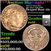 Image 1 : *Highlight Of Entire Auction* 1804 13 Stars Rev JR-1 Near TOP POP! Draped Bust 10c au53 by SEGS fc