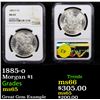 Image 1 : NGC 1885-o Morgan Dollar $1 Graded ms65 By NGC