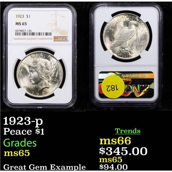 1923-p Peace Dollar $1 Graded ms65 By NGC