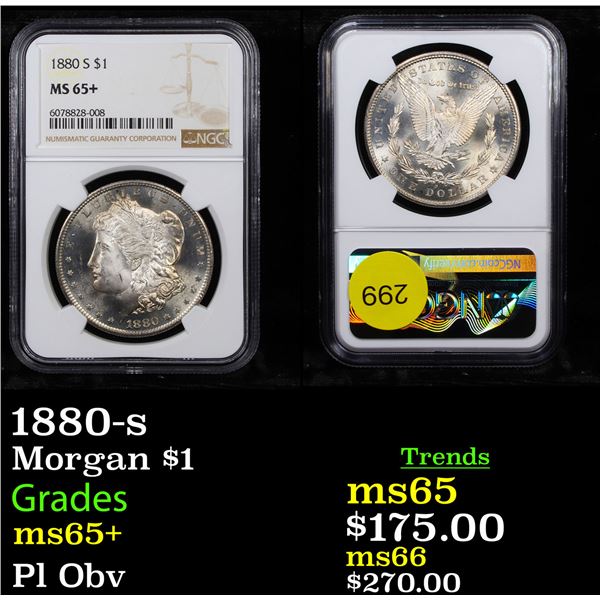 NGC 1880-s Morgan Dollar $1 Graded ms65+ By NGC