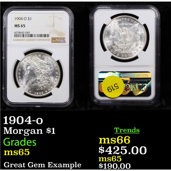 NGC 1904-o Morgan Dollar $1 Graded ms65 By NGC