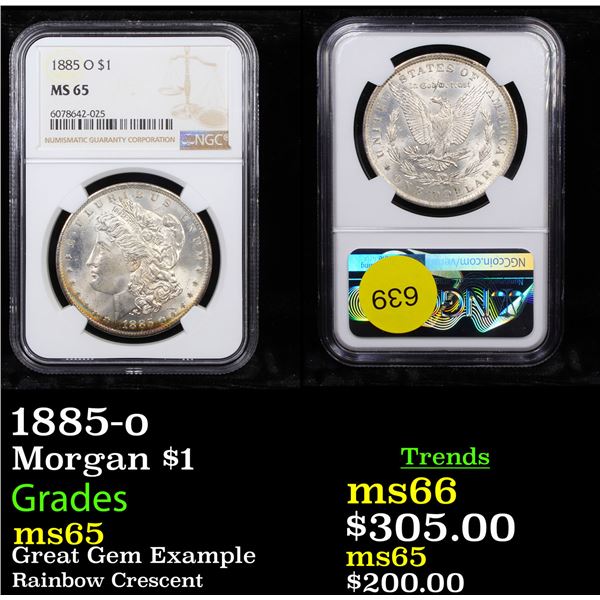 NGC 1885-o Morgan Dollar $1 Graded ms65 By NGC