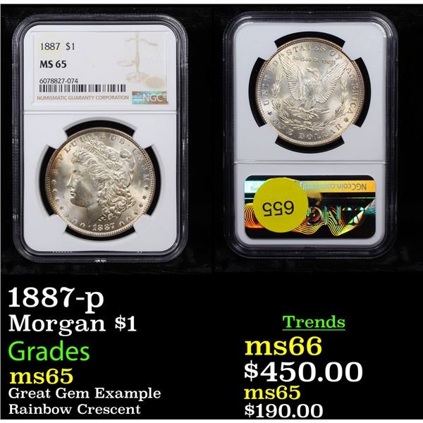 NGC 1887-p Morgan Dollar $1 Graded ms65 By NGC
