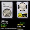 Image 1 : NGC 1923-p Peace Dollar $1 Graded ms65+ By NGC