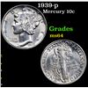 Image 1 : 1939-p Mercury Dime 10c Grades Choice Unc