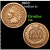Image 1 : 1863 Indian Cent 1c Grades f+