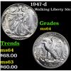 Image 1 : 1947-d Walking Liberty Half Dollar 50c Grades Choice Unc