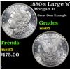 Image 1 : 1880-s Large 's' Morgan Dollar $1 Grades GEM Unc