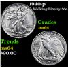 Image 1 : 1940-p Walking Liberty Half Dollar 50c Grades Choice Unc