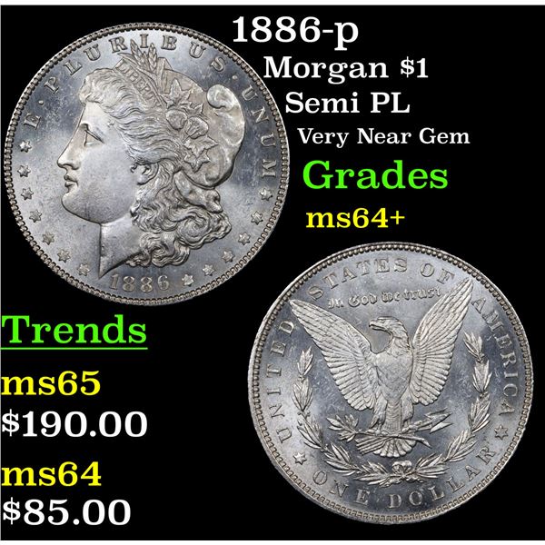 1886-p Morgan Dollar $1 Grades Choice+ Unc