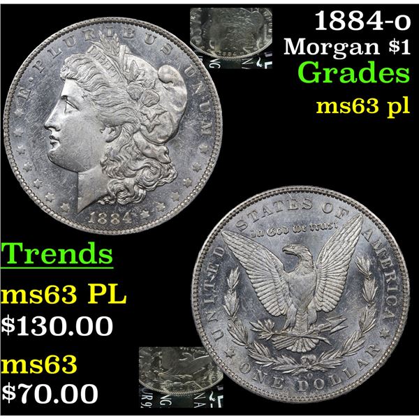 1884-o Morgan Dollar $1 Grades Select Unc PL