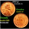 Image 1 : 1911-p Lincoln Cent 1c Grades Choice Unc RD