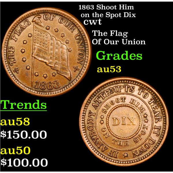 1863 Shoot Him on the Spot Dix Civil War Token 1c Grades Select AU