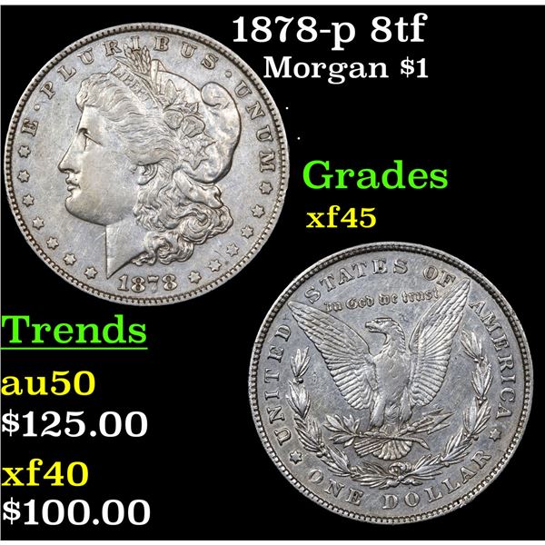 1878-p 8tf Morgan Dollar $1 Grades xf+