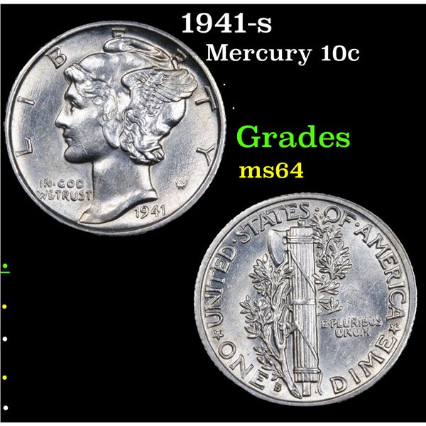 1941-s Mercury Dime 10c Grades Choice Unc