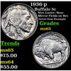 Image 1 : 1936-p Buffalo Nickel 5c Grades GEM Unc