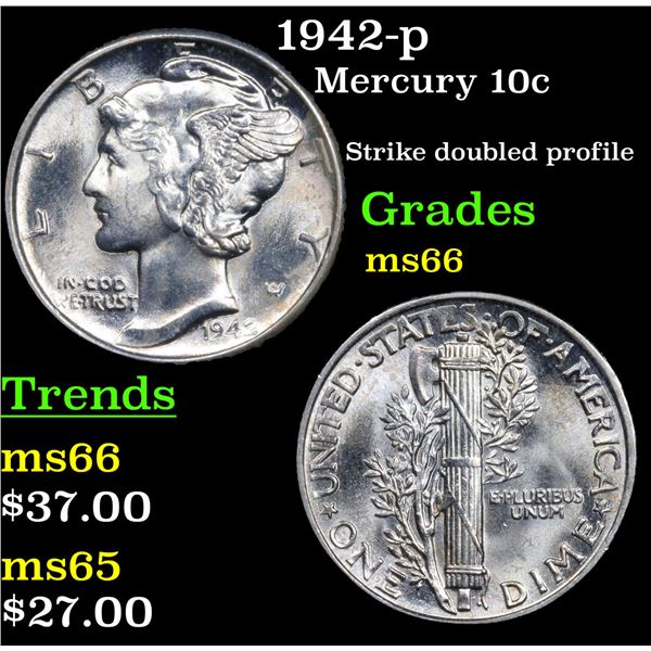 1942-p Mercury Dime 10c Grades GEM+ Unc