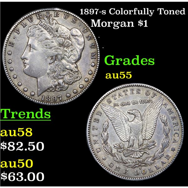 1897-s Colorfully Toned Morgan Dollar $1 Grades Choice AU