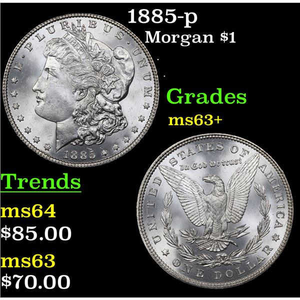 1885-p Morgan Dollar $1 Grades Select+ Unc