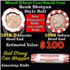 Image 1 : Mixed small cents 1c orig shotgun roll, 1919-d Wheat Cent, 1899 Indian cent other end, Seal Strong W