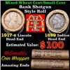 Image 1 : Mixed small cents 1c orig shotgun roll, 1917-s Wheat Cent, 1899 Indian cent other end, McDonalds Wra
