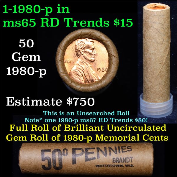 Shotgun Lincoln 1c roll, 1980-p 50 pcs Brandt Wrapper