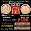 Image 1 : Mixed small cents 1c orig shotgun roll, 1917-d Wheat Cent, 1888 Indian cent other end, McDonalds Wra