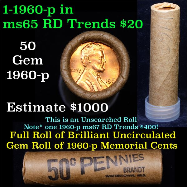 Shotgun Lincoln 1c roll, 1960-p 50 pcs Brandt Wrapper