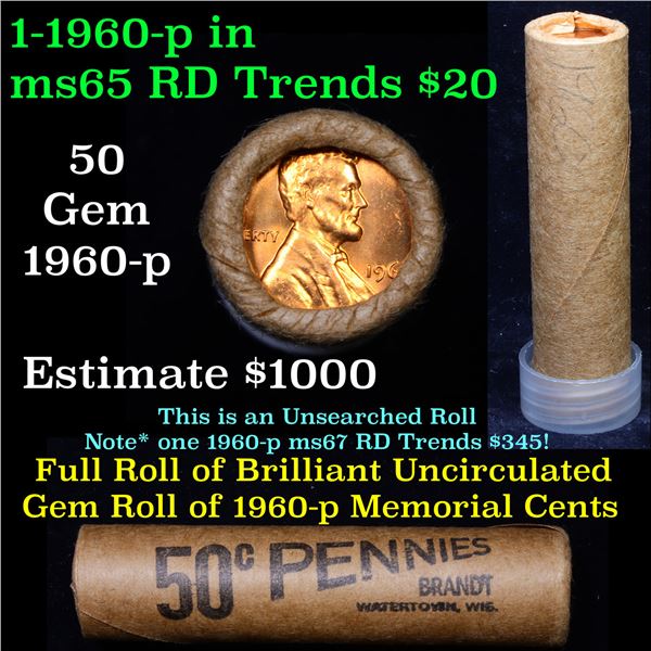 Shotgun Lincoln 1c roll, 1960-p 50 pcs Brandt Wrapper