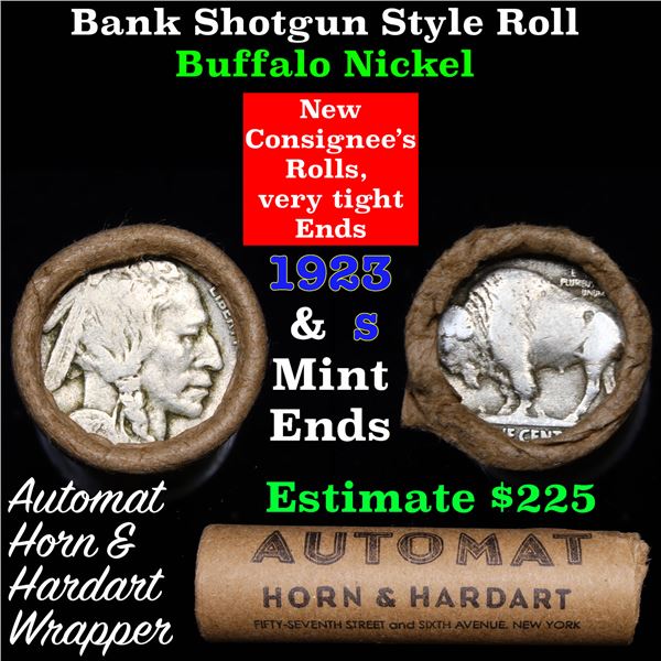 Buffalo Nickel Shotgun Roll in Old Bank Style 'Automat Horn & Hardart' Wrapper 1923 & s Mint Ends