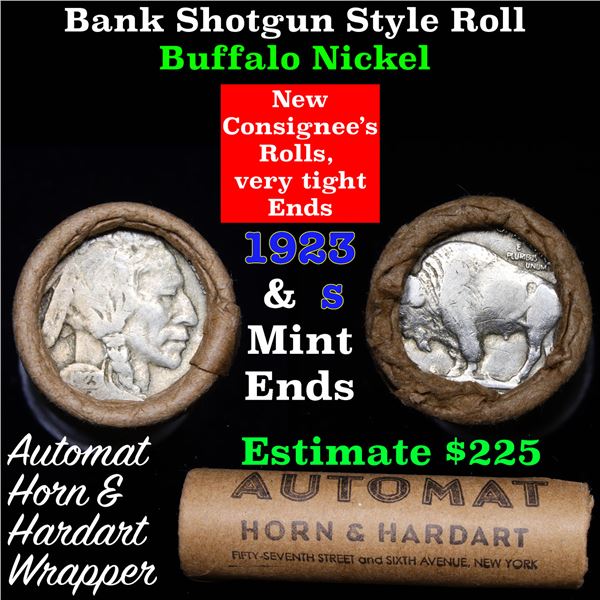 Buffalo Nickel Shotgun Roll in Old Bank Style 'Automat Horn & Hardart' Wrapper 1923 & s Mint Ends