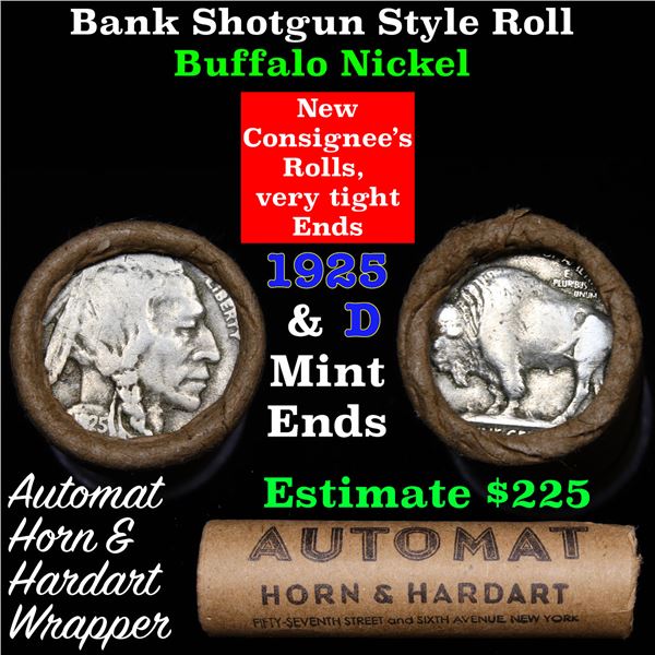 Buffalo Nickel Shotgun Roll in Old Bank Style 'Automat Horn & Hardart' Wrapper 1925 & d Mint Ends