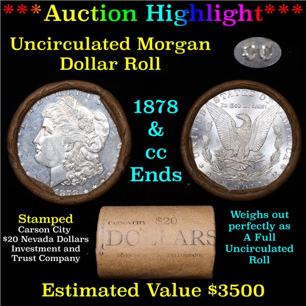 ***Auction Highlight*** 1878 & CC Uncirculated Morgan Dollar Shotgun Roll (fc)