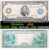 Image 1 : 1914 $5 Large Size Blue Seal Federal Reserve Note, Chicago, IL  7-G Grades vf+