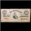 Image 2 : 1864 $50 Confederate States of America Richmond CSA Bank Note T-66 Grades Select AU