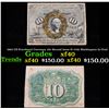 Image 1 : 1863 US Fractional Currency 10c Second Issue fr-1245 Washington In Oval Grades xf