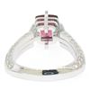Image 7 : 18k White Gold Cushion Rubellite Tourmaline Ring w/ 0.79 ctw Pave Fine Diamonds