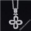 Image 8 : 14kt White Gold 0.44 ctw Diamond Open Flower Pendant Necklace