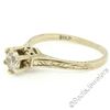 Image 2 : Art Deco Etched 14kt White Gold 0.60 ctw European Diamond Solitaire Engagement R