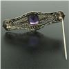 Image 4 : 14k White & Green Gold 3.00 ctw Emerald Cut Amethyst Filigree Brooch Pin