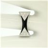 Image 5 : 14K White Gold 0.30 ctw Diamond & Black Enamel Stone Finished Squared Band Ring