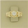 Image 4 : 14k Yellow Gold Open Work 0.43 ctw G VVS1 Round Brilliant Diamond Solitaire Ring