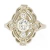 Image 1 : Art Deco 14k White Gold 0.85 ctw Diamond Large Open Work Cocktail Ring