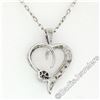Image 6 : 10kt White Gold Pave Set Single Cut Diamond Open Heart Flower Cluster Pendant Ne