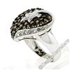 Image 5 : 10kt White Gold 3.10 ctw Brown and White Diamond Leaf Heart Cluster Ring