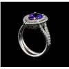 Image 4 : 1.75 ctw Tanzanite and Diamond Ring - 14KT White Gold